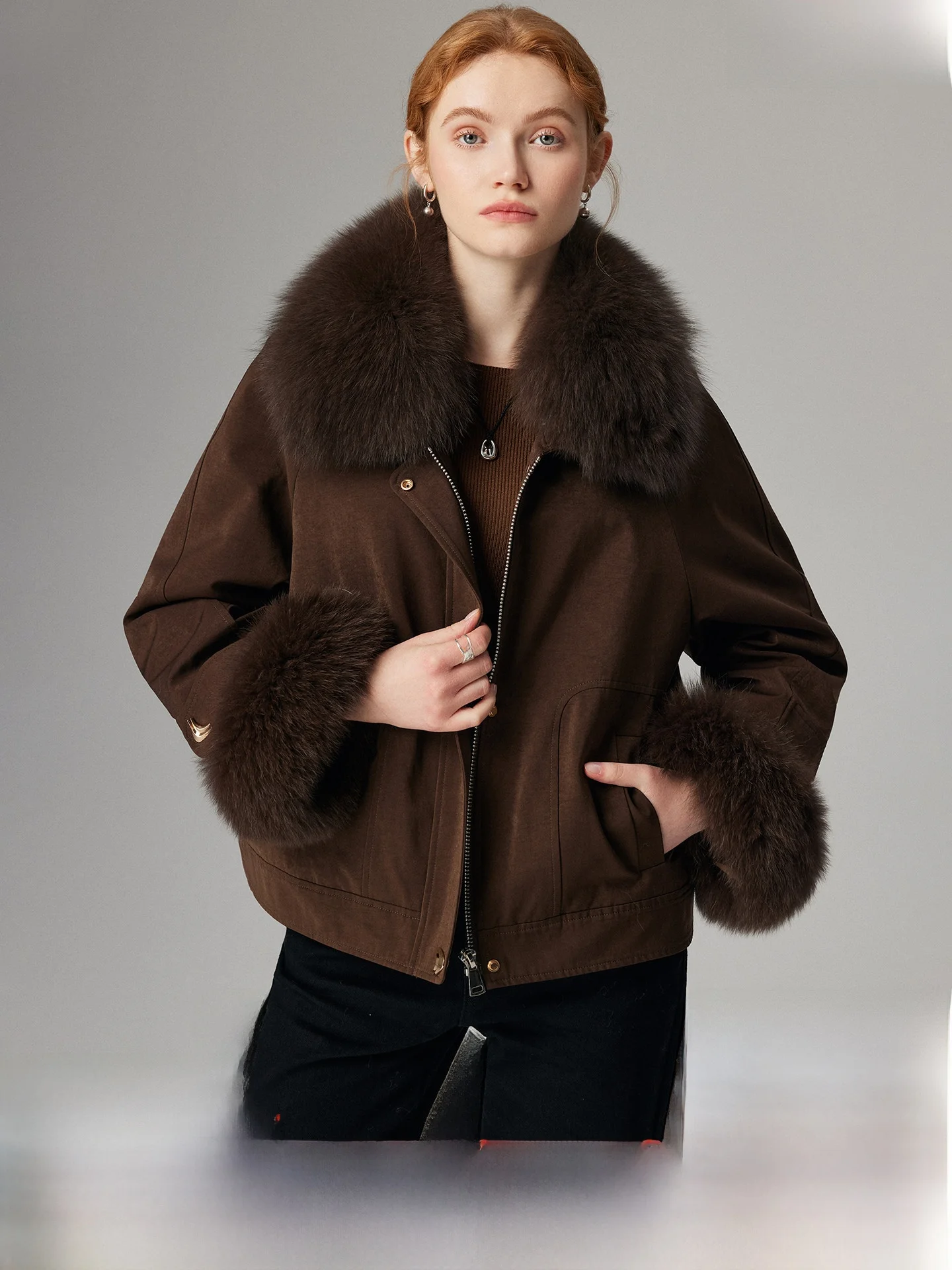 

Ele White Du down Jaet Women's Fur Collar Coat Thiened Commute Sle Korean Version Regular Length