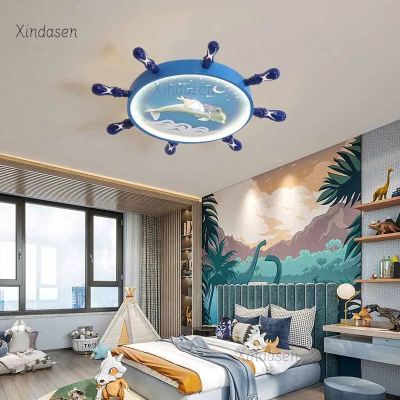 

Потолочный светильник для детской комнаты, светодиодная лампа в виде дельфина, звезд, синего океана, лодки, руля, потолочная люстра для спальни, декор для маленьких мальчиков и девочек, ПЛАФОНЫ