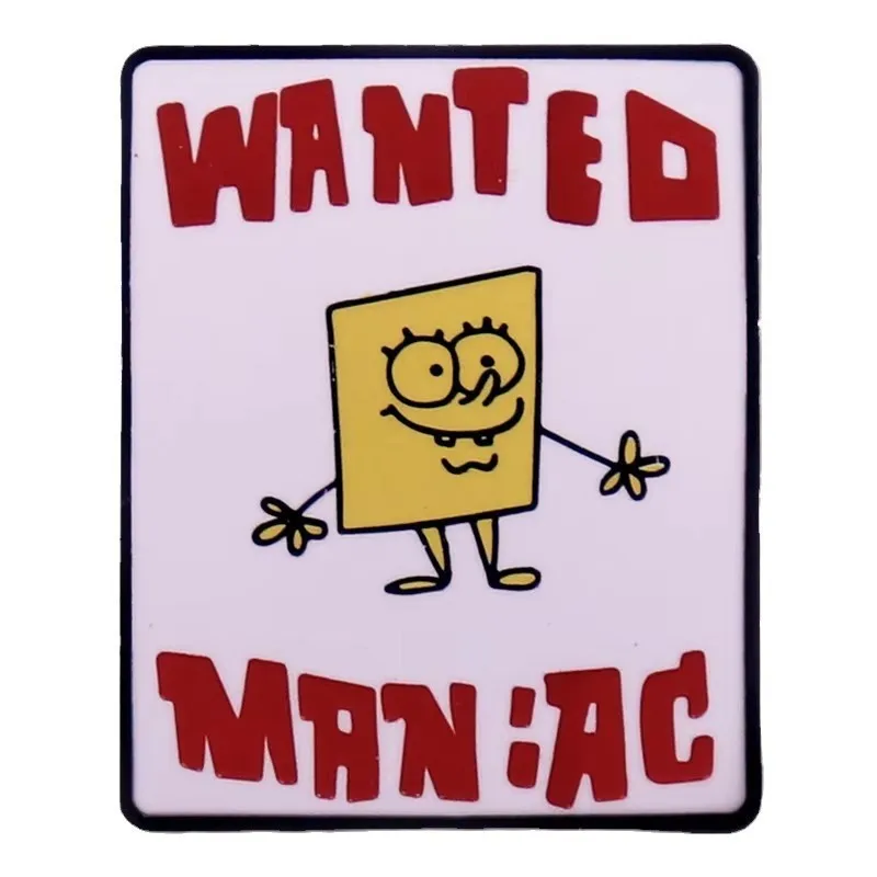 Wanted Maniac Poster Badge Cartoon Character Enamel Lapel Pin Funny Cartoon Brooch