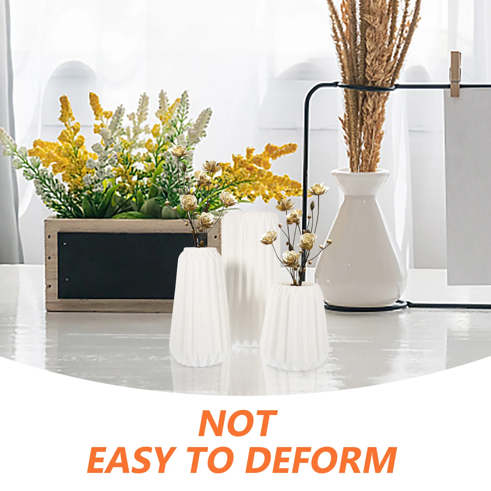 

3Pcs Ceramic Flower Vase Set Home Decor Modern Tabletop Vase Floral Arrangement Container Artistic Design