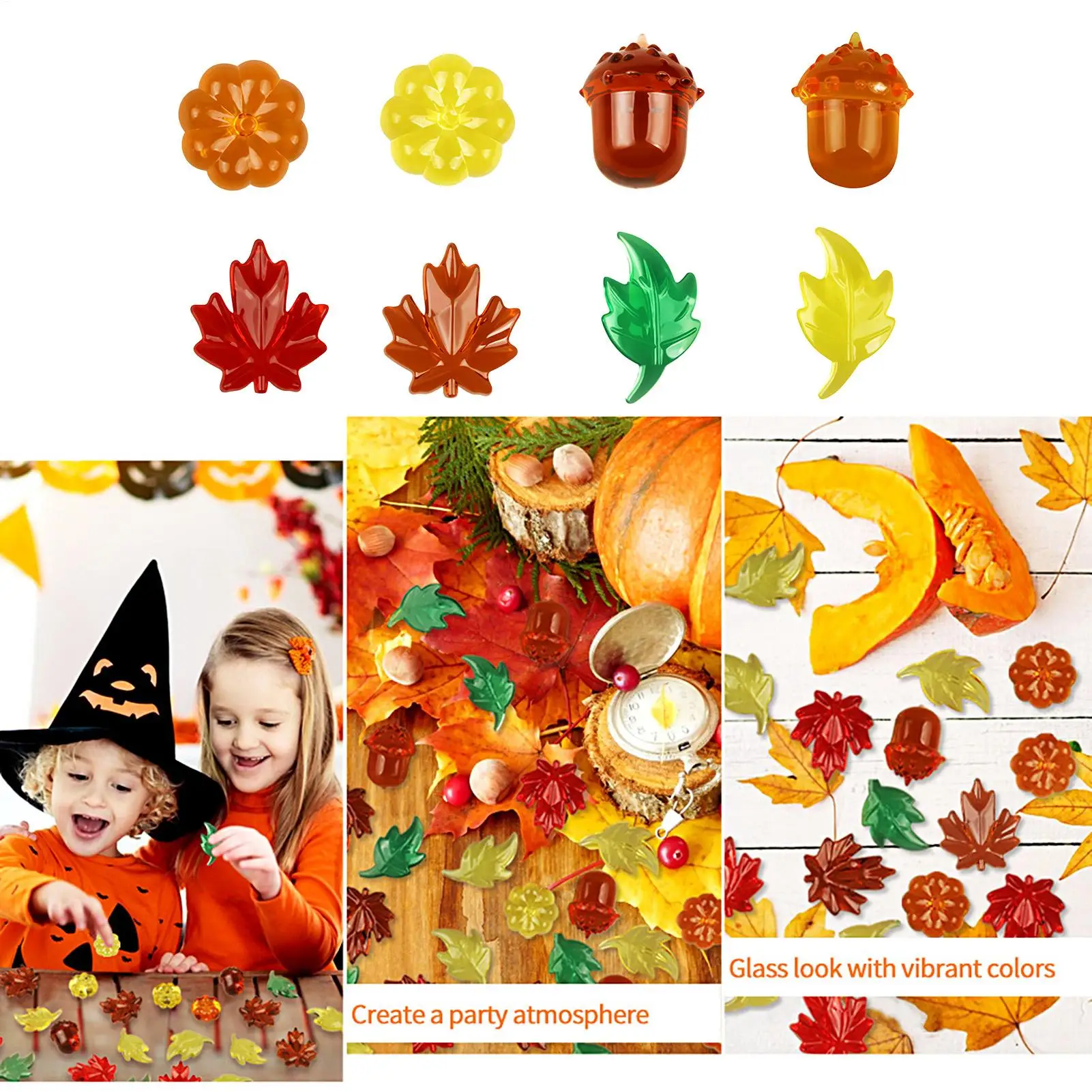 Fall Vase Filler 50 Pieces Acrylic Harvest Table Centerpieces Fall Table Scatter For Home Kitchen Counter Dining Room Mantel view 3