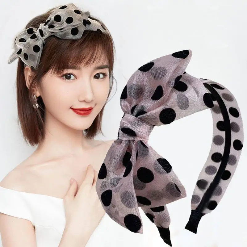 

European American Polka Dot Bee Stripe Braid Hairpin Korean Style Wide-brimmed Knotted Headband Female Hair Hoop