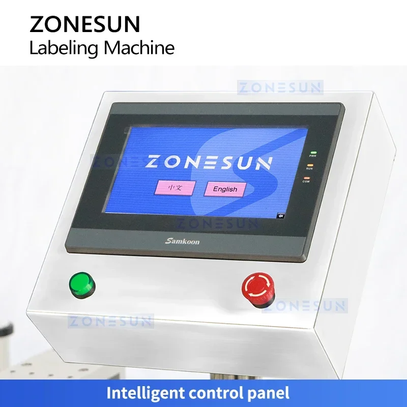 Zonesun ZS-TB822T máquina de rotulagem de lado duplo etiquetadora frontal e traseira para garrafas redondas e embalagens de cosméticos