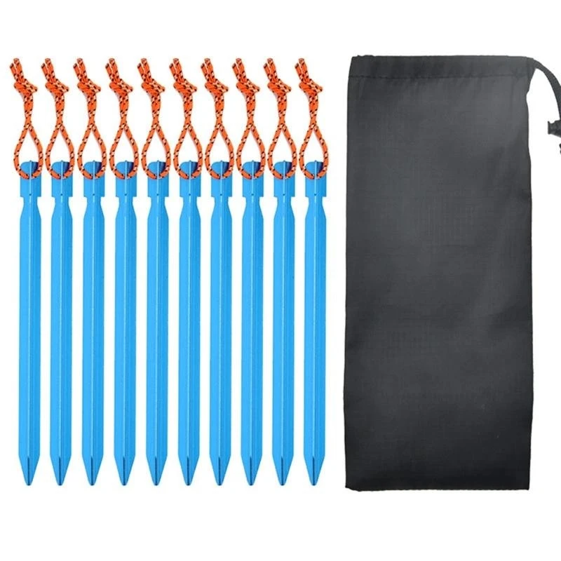 

10Pcs Outdoor Stake Camping Anchors Peg Aluminiums Alloys Tent Stake Heavy Duty Beach Tent Peg Canopys Stake