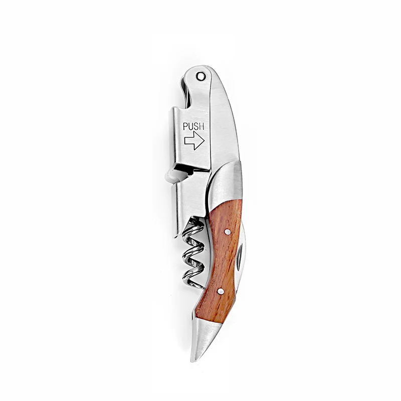 Customizable 3-in-1 Wine Corkscrew Double Hinge Rose Wood Corkscrew Red Wine Bottle Opener