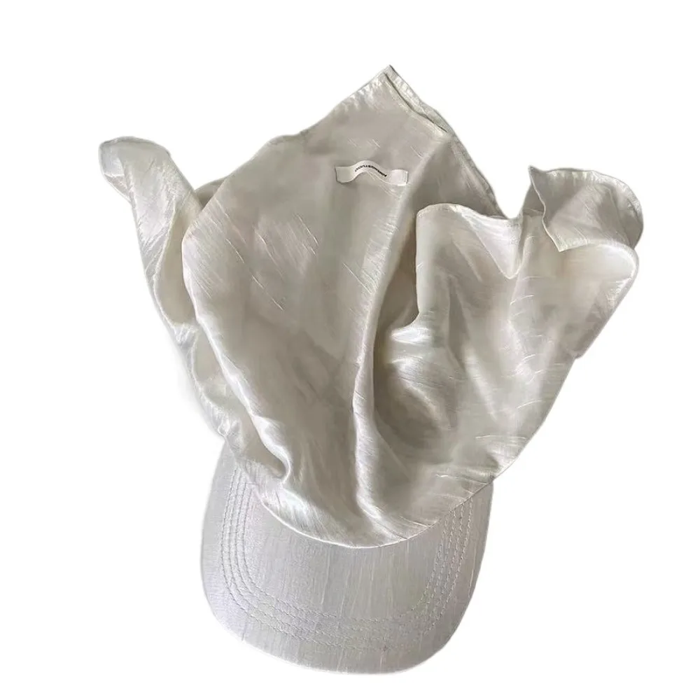 

Simple Satin Headscarf Baseball Cap Y2K Hip Hop Sunscreen Beach Hat Korean Style Silver Peaked Cap Travel