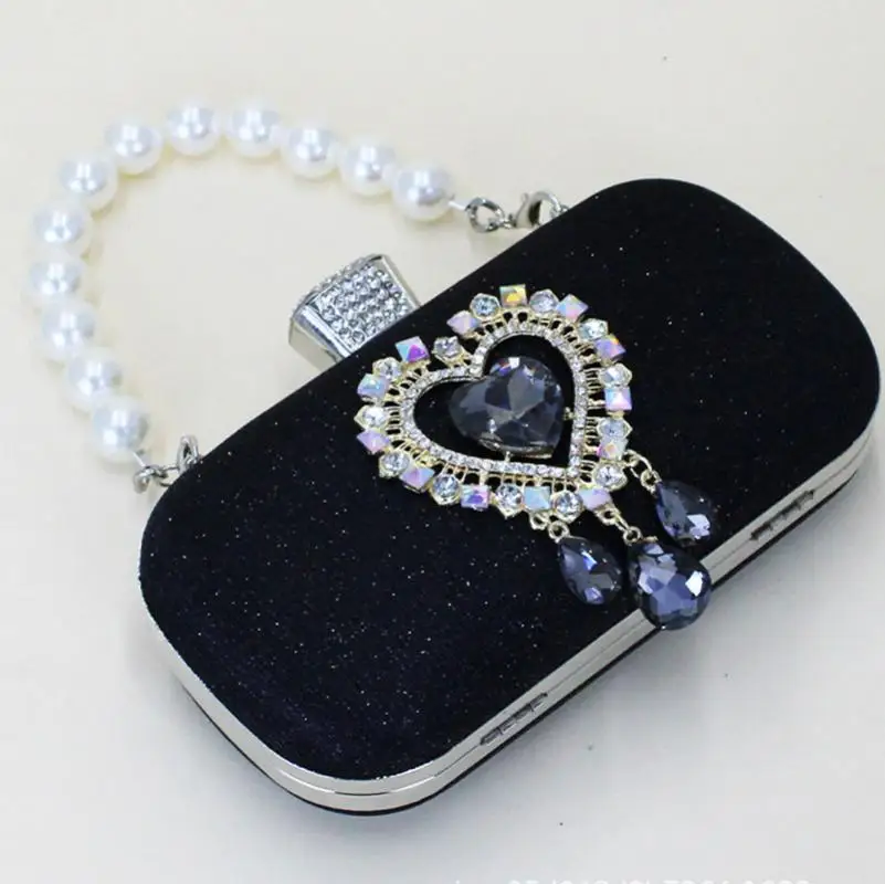 

Luxury Women Crystal Evening Clutch Bags Women Pearl Handle Shiny Rhinestone Purses And Handbags Bridal Wedding Shoulder Bag