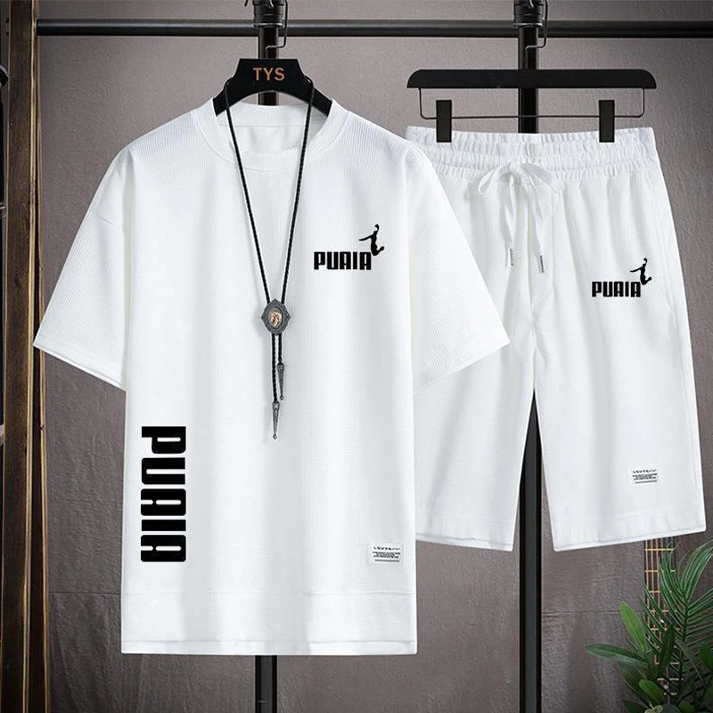 

Men's summer printed loose-fitting sports outfit - two-piece set consisting of a casual T-shirt top and casual sports shorts