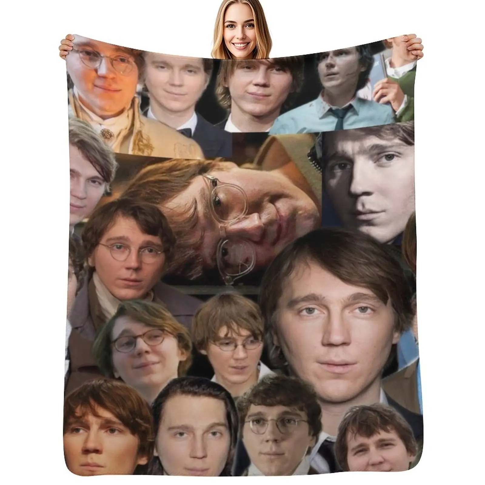 

paul dano - I love paul dano photo collage Throw Blanket funny gift Luxury Designer Polar Vintage Blankets
