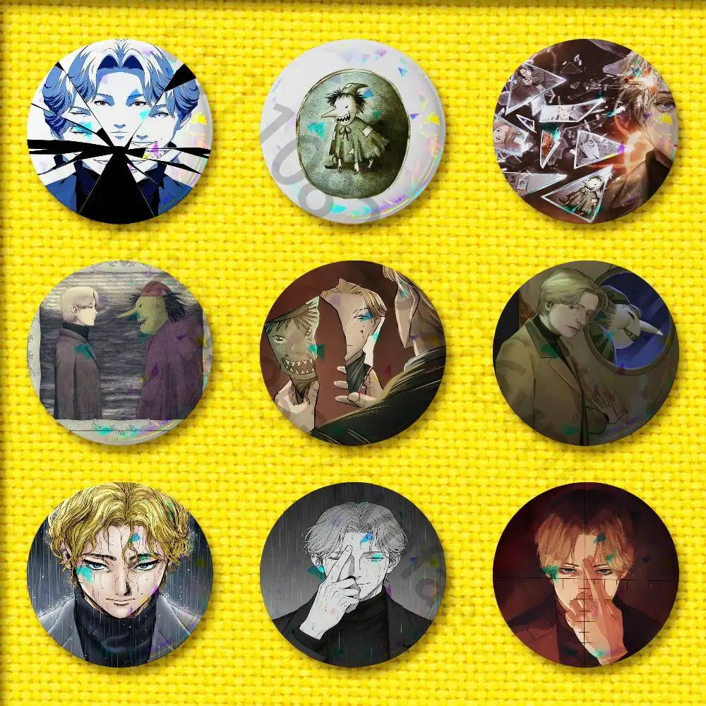 

Manga Johan Liebert M-Monster Badge 75mm 25mm 44mm 32mm 58mm Round Pin Brooch Souvenir Clothes Cosplay Gift Accessories