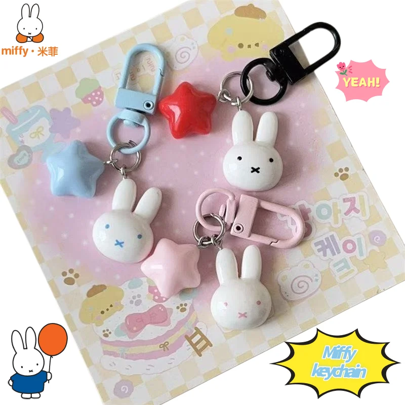 

Милый мультяшный брелок-подвеска Miffy в виде звезды, мягкий кремовый брелок-сердечко для девочек, аксессуар в виде пятиконечной звезды, подарок для девочки