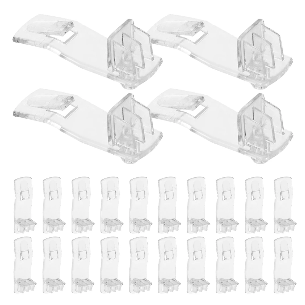 30 szt. Przezroczystych plastikowych wsporników półek z blokadą do szafek kuchennych, regałów, narożników, klipsy do przechowywania, samozaciskowe