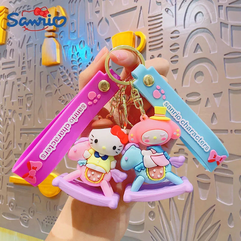 2025 Sanrio Kuromi My Melody Trojan Horse Keychian Kawaii Hello Kitty Cinnamoroll Pendant Keyring Kawaii Girls Christmas Gifts