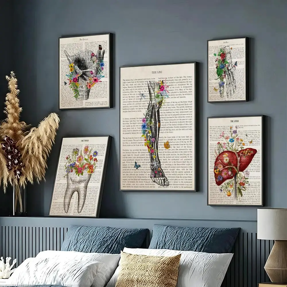 art Flower Organ Anatomy Poster HD Poster Sophisticated Modern Aesthetic Wall Art For Living Room Bedroom Office Cafe Decor