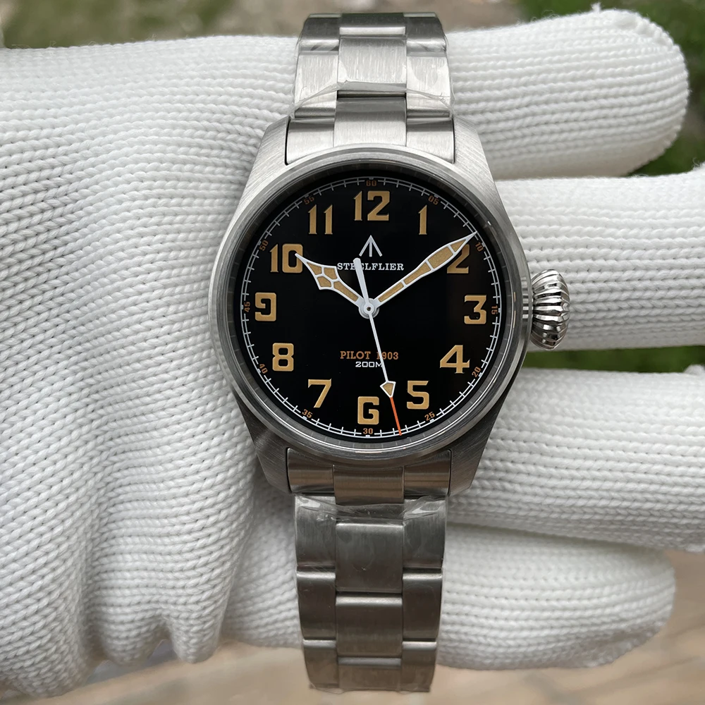 STEELFLIER Offizielle SF740V New Quartz Pilot Series Swiss C3 Luminous 200M Waterproof VH31 Movement Herrenmode Business Watch – Detail 19
