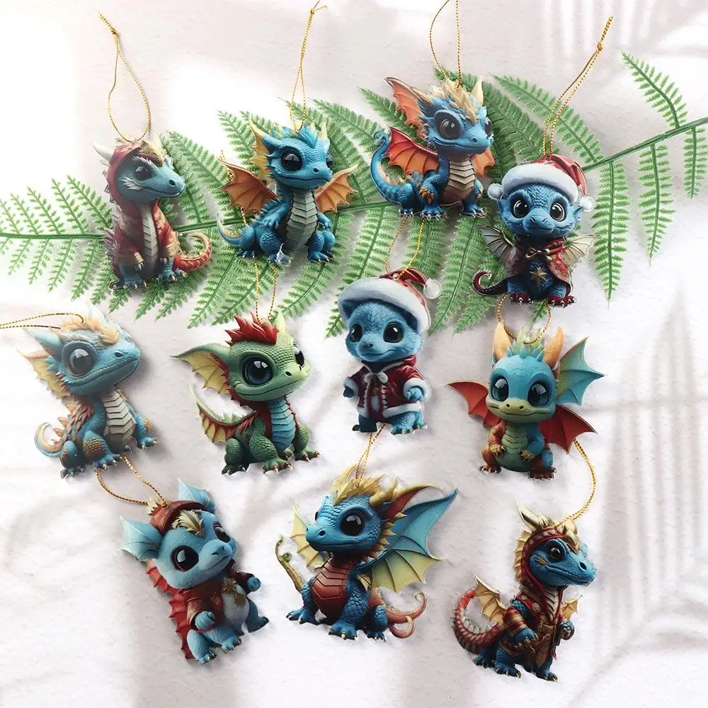2D Dragon Baby Hanging Ornament Dragon Baby Printed Pattern Christmas Tree Dragon Pendants Acrylic New Year 2024