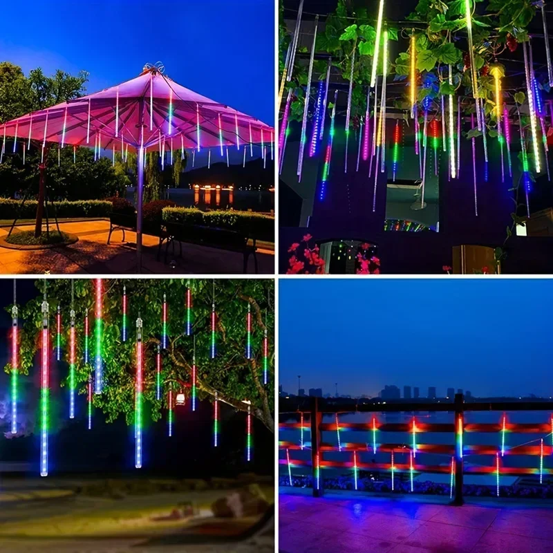 1/2/3/4 Set LED Meteor Shower Lights Fairy String Light for Christmas Holiday Party Patio Spring Festival Decor Outdoor Wedding