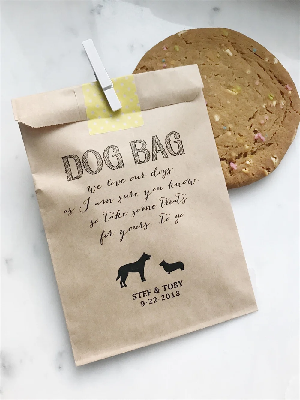 25pcs Doggie Bag Favor Bag - Dinner Menu Collection - Favor Bags - Custom Printed on Kraft Brown Paper Bags