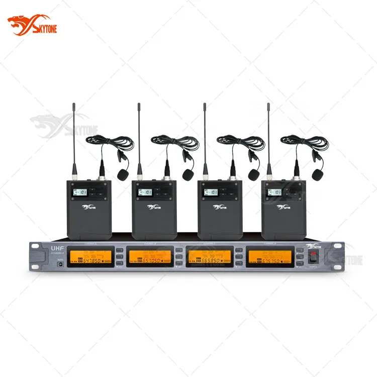 

China Factory GT4004-B42 4CH Wireless Lavalier Microphone 4 UHF 645-685MHz 800-860MHz