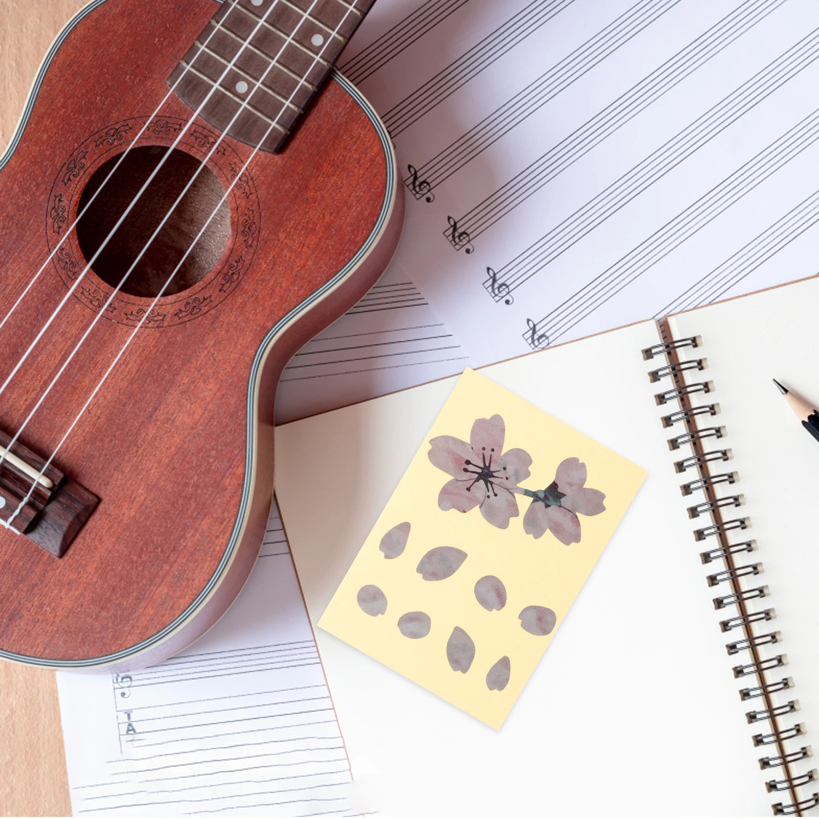 

2 Pcs Petal Stickers Guitar Decals Fretboard Flower Fingerboard Inlay Electric Accessories Decorative
