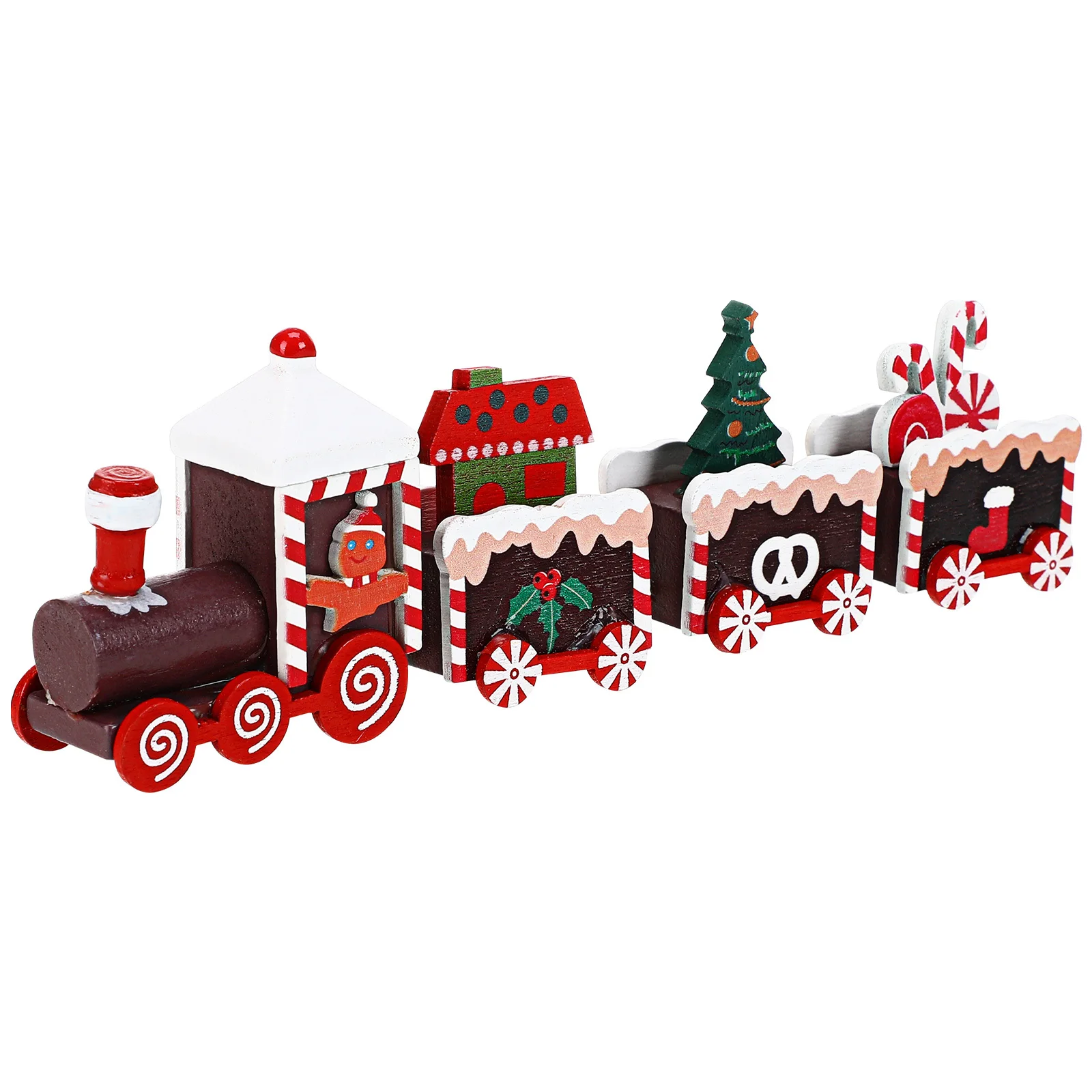 1 قطعة قطار خشبي عيد الميلاد الحرفية مادة قوية لون دافئ قطار صغير سيارة الديكور الإبداعية ديكور خشبي عيد الميلاد سطح المكتب ديكور #3