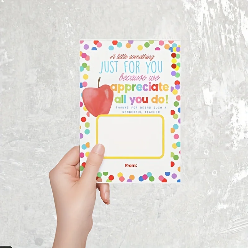 حاملي بطاقات هدايا تقدير المعلم - بطاقات شكر للمعلمين والمدربيين والمساعدين - تصميم منقط، أسبوع المعلمين