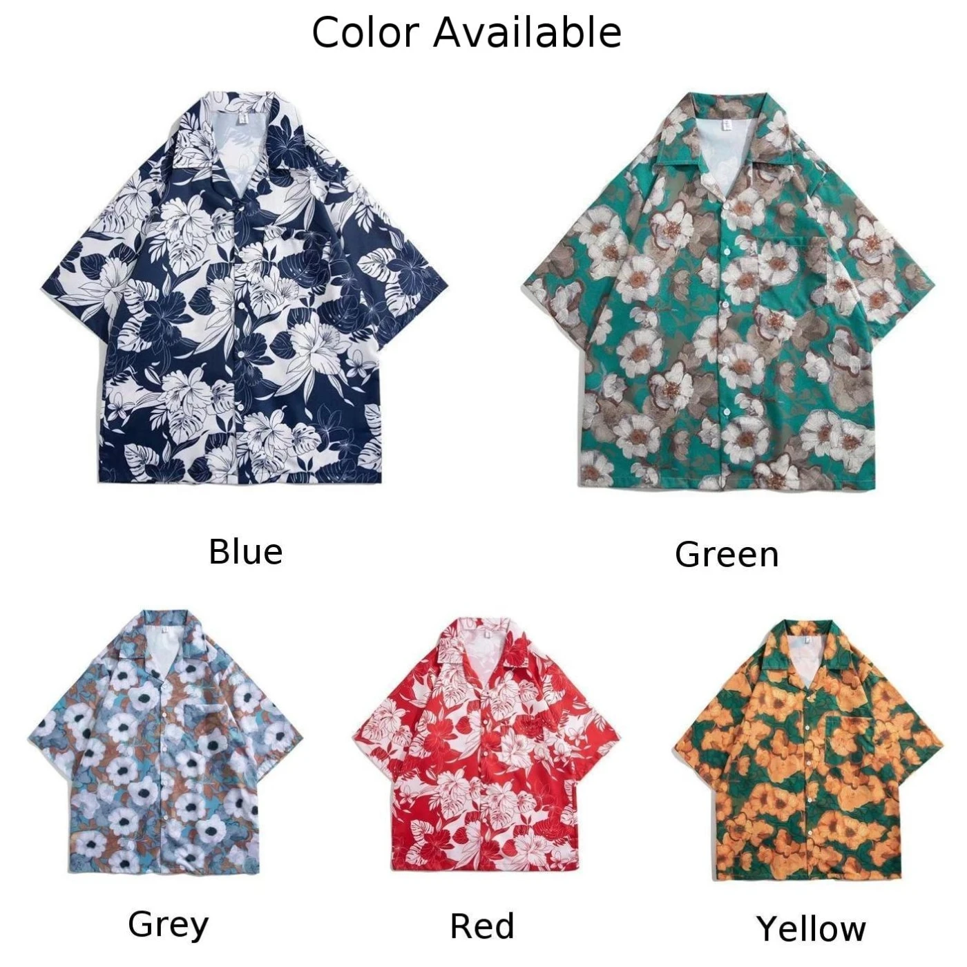 Tops Shirts Fashion Flower Pattern Hawaiian Holiday Lapel Printing Regular Short Sleeve Slight Stretch Brand New