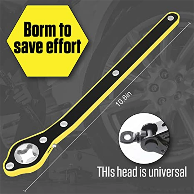 Automotive Labor-Saving Jack Ratchet Wrench Universal 360° Scissor Car Jack Lift Speed Handle Tool Cross Wrench Conversion Head