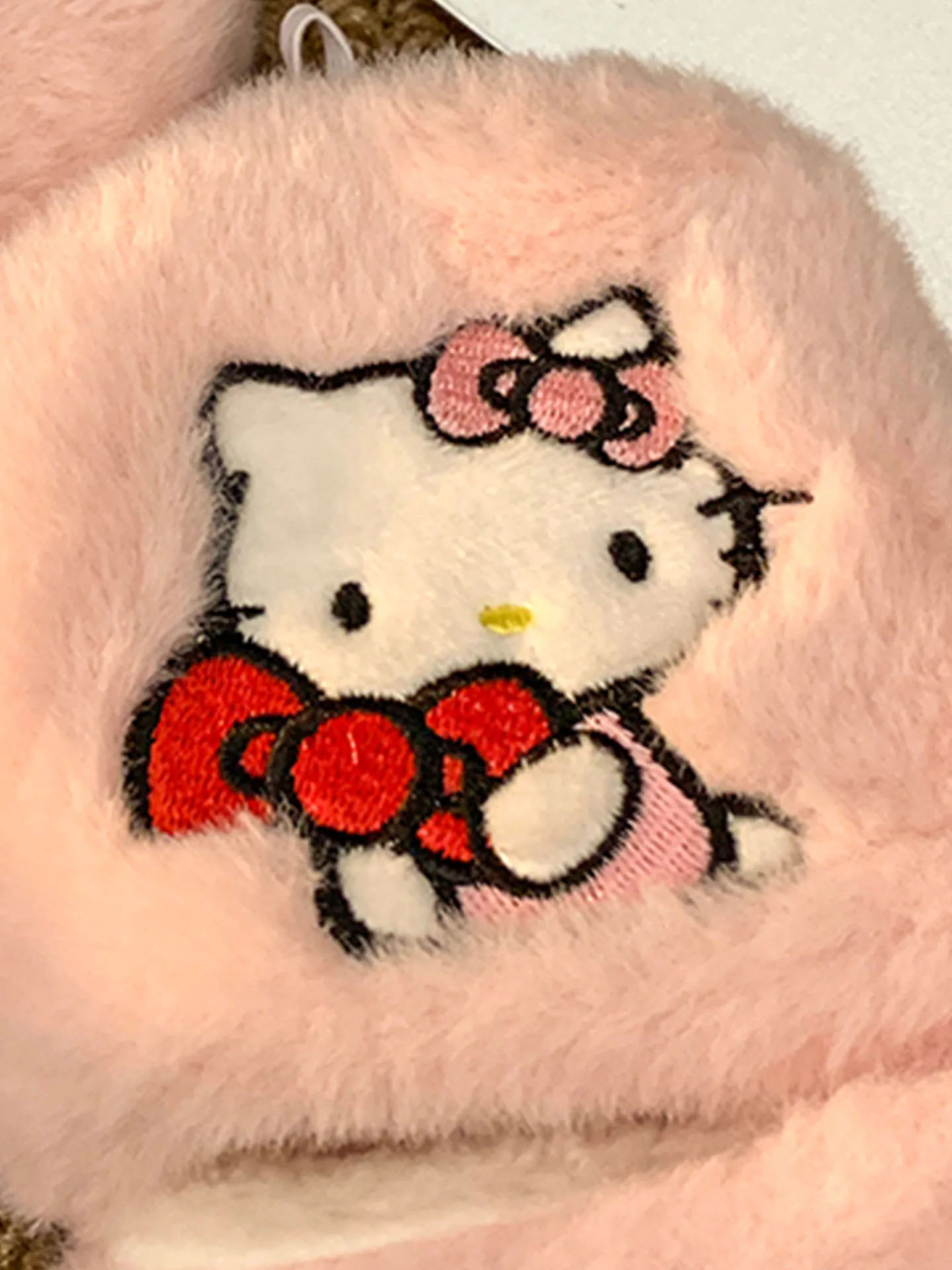 الوردي مرحبا كيتي الفتيات القفازات شتاء جديد لطيف الكرتون التطريز أفخم الدافئة الوجه متابعة القفازات لينة مريحة الدراجات القفازات #5