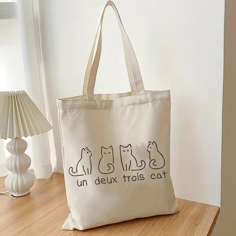 Kawaii Cat Tote Bag  Pattern Cat Tote Bag, Cat Canvas Tote BagShopping Bag, Cat Lover Gift, Cat Bag, Cat Illustration Tote Bag