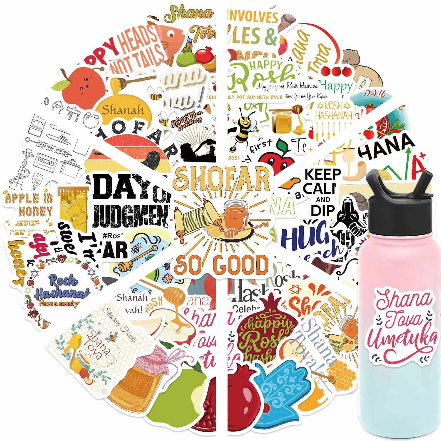10/30/50 pezzi adesivi capodanno ebraico per valigia skateboard laptop bagagli frigorifero telefono adesivo per auto styling