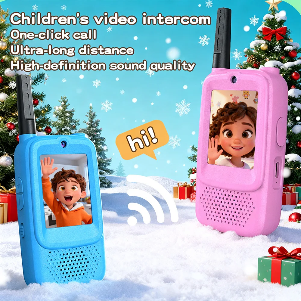 أجهزة اتصال لاسلكية فيديو للأطفال، جرس متغير قابل لإعادة الشحن، عبوة من قطعتين، ألعاب داخلية وخارجية للحفلات والتخييم هدية الكريسماس