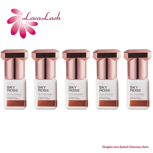 5 botellas de pegamento rosa cielo para extensiones de pestañas 1s, pegamento de cielo coreano de secado rápido, 5ml, pegamento para pestañas postizas, herramientas de maquillaje, tienda de suministros adhesivos