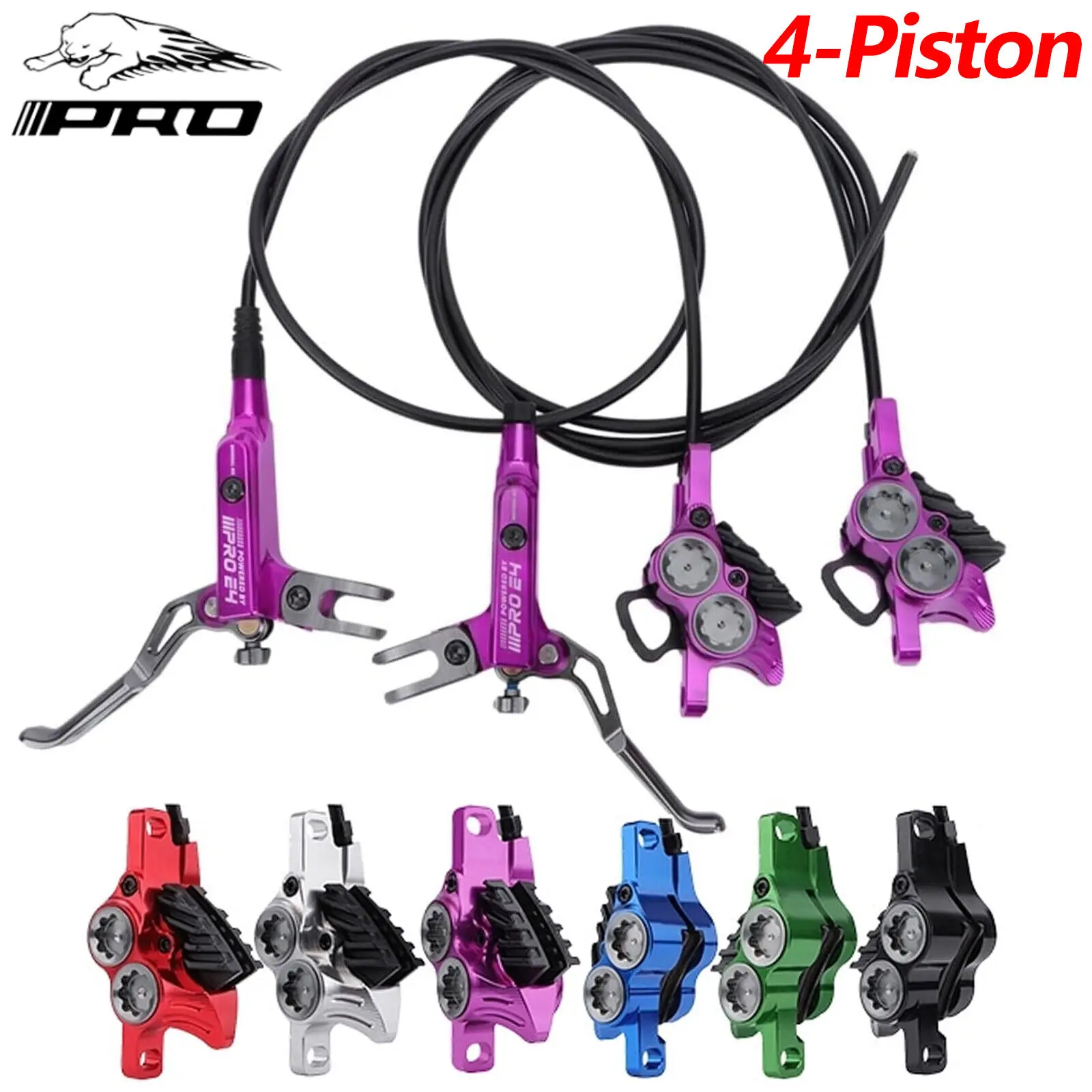 

IIIPRO 4 Piston E4 MTB Bicycle Hydraulic Disc Brake Set 800/1550mm Separate Mountain Bike Disc Brake Set Accessories