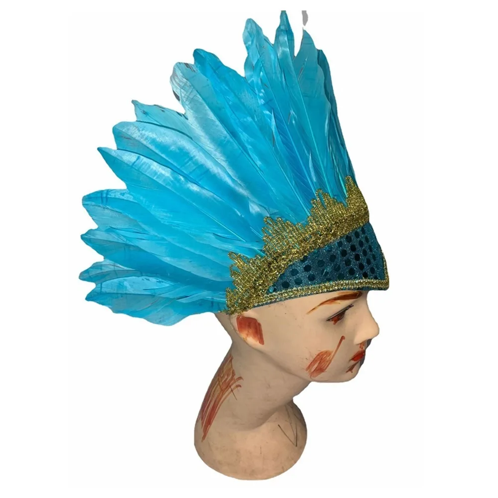 Coiffe de chef montée sur la tête en plumes colorées pour la journée des enfants, costume de carnaval réglable, nouveau