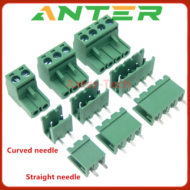 5SETS 2EDG 2/3/4/5/6/7/8/9 pin screw terminal block connector 5.08MM pitch PLUG + Straight PIN HEADER SOCKET for pcb 2p 3p 4p