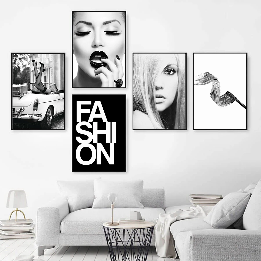 

Fashion Wall Art Sexy Girl Print Pictures Vintage Photos Canvas Poster Black and White Art Prints Nordic Posters Home Decoration