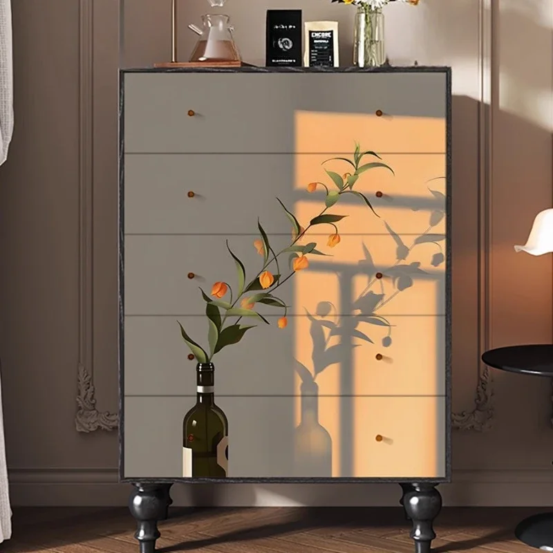 light and shadow flower decoration entry solid wood chest of drawers, bedroom bedside cabinet, living room entrance cabinet