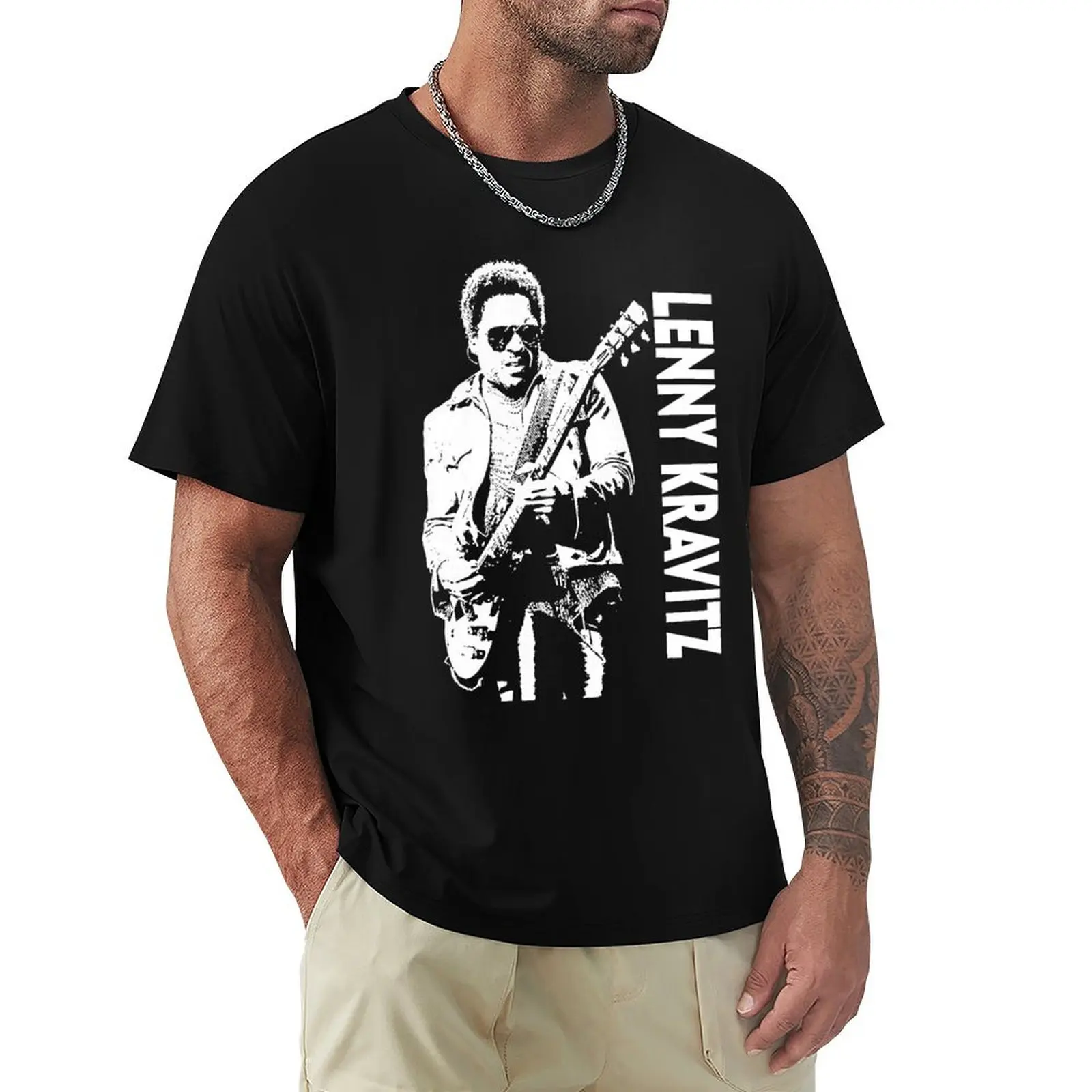 Lenny Kravitz Guitar Music Legend T-Shirt Classic Graphic Short Sleeve Top