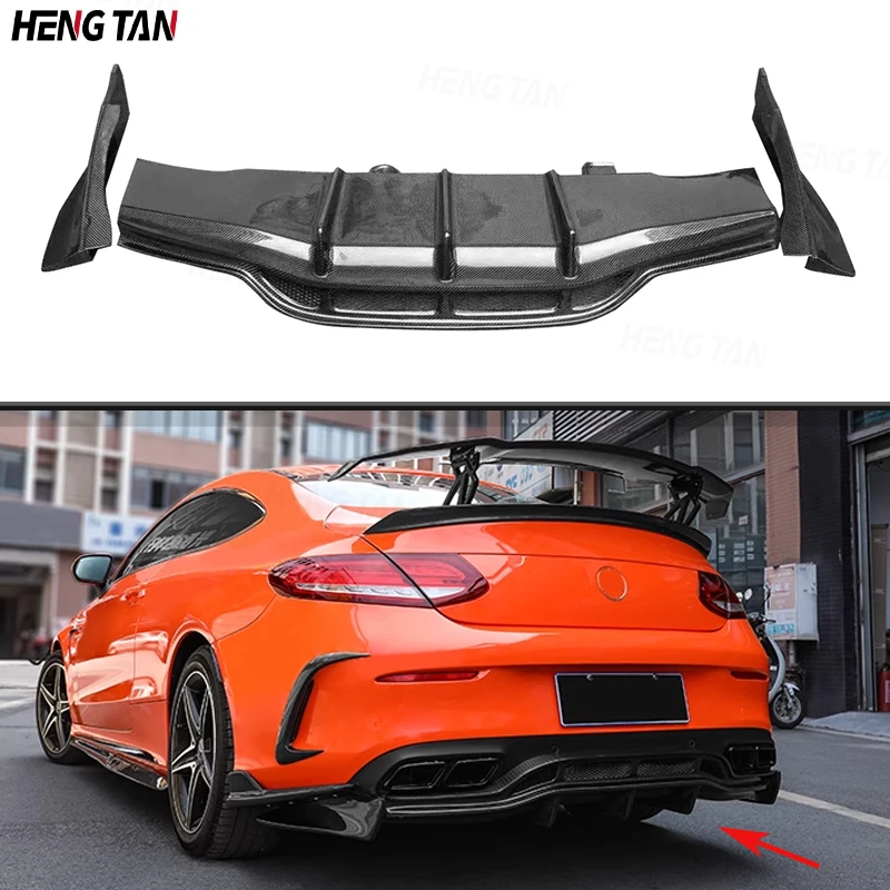 Carbon Fiber Car Rear Bumper Lip Diffuser Spoiler Parts For Mercedes Benz C Class W205 C63 2015-2018 Upgrade Body kit