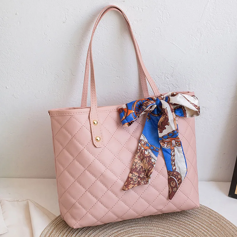 New Large Capacity Women Shoulder Bag Fashion Rhombic Embroidery Handbags Cotton Casual Tote Bags For Women Fashion Tote bag