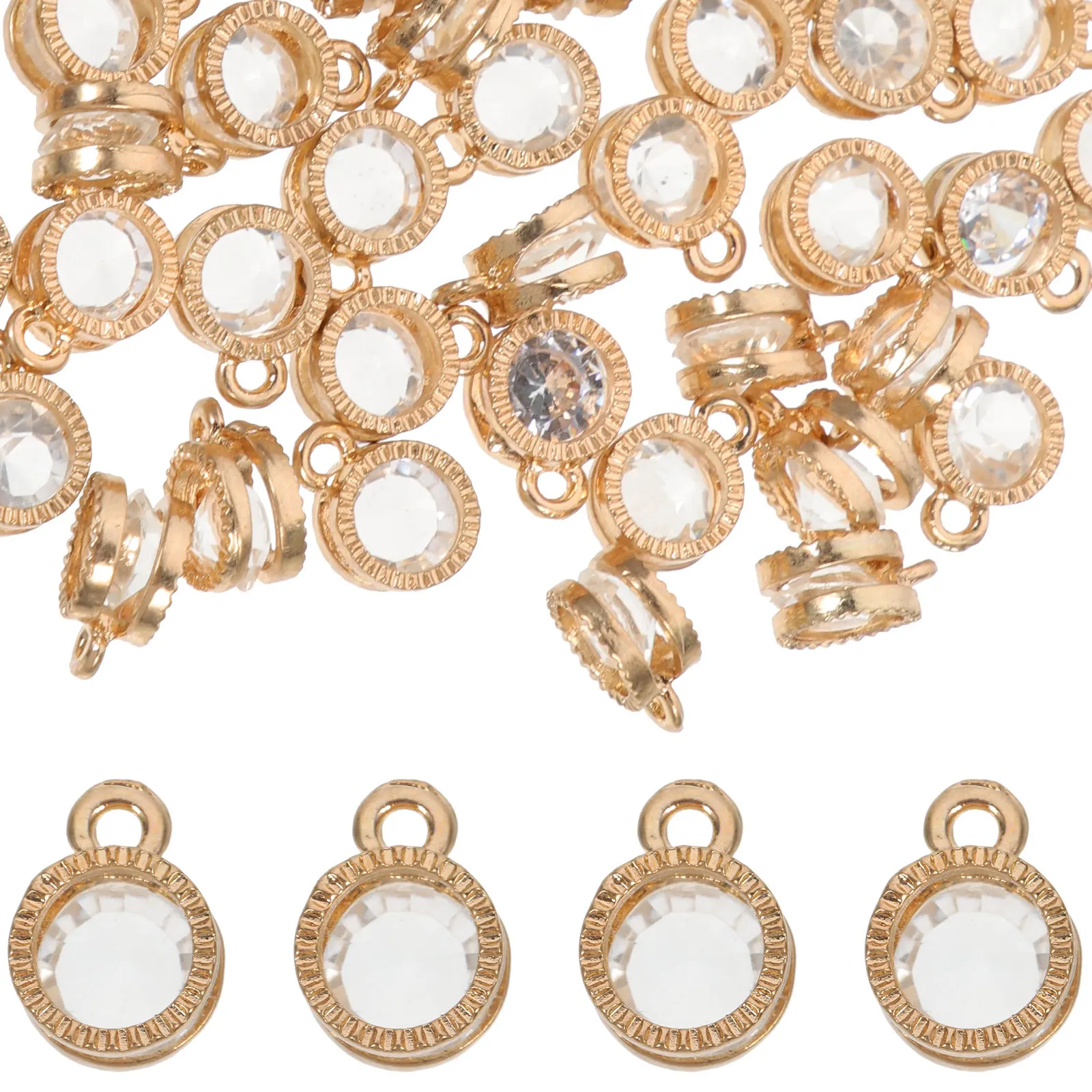 

50Pcs Zirconia Necklace Bracelet Charms Delicate Alloy Pendants Jewelry Making DIY Supplies Fashion Accessories