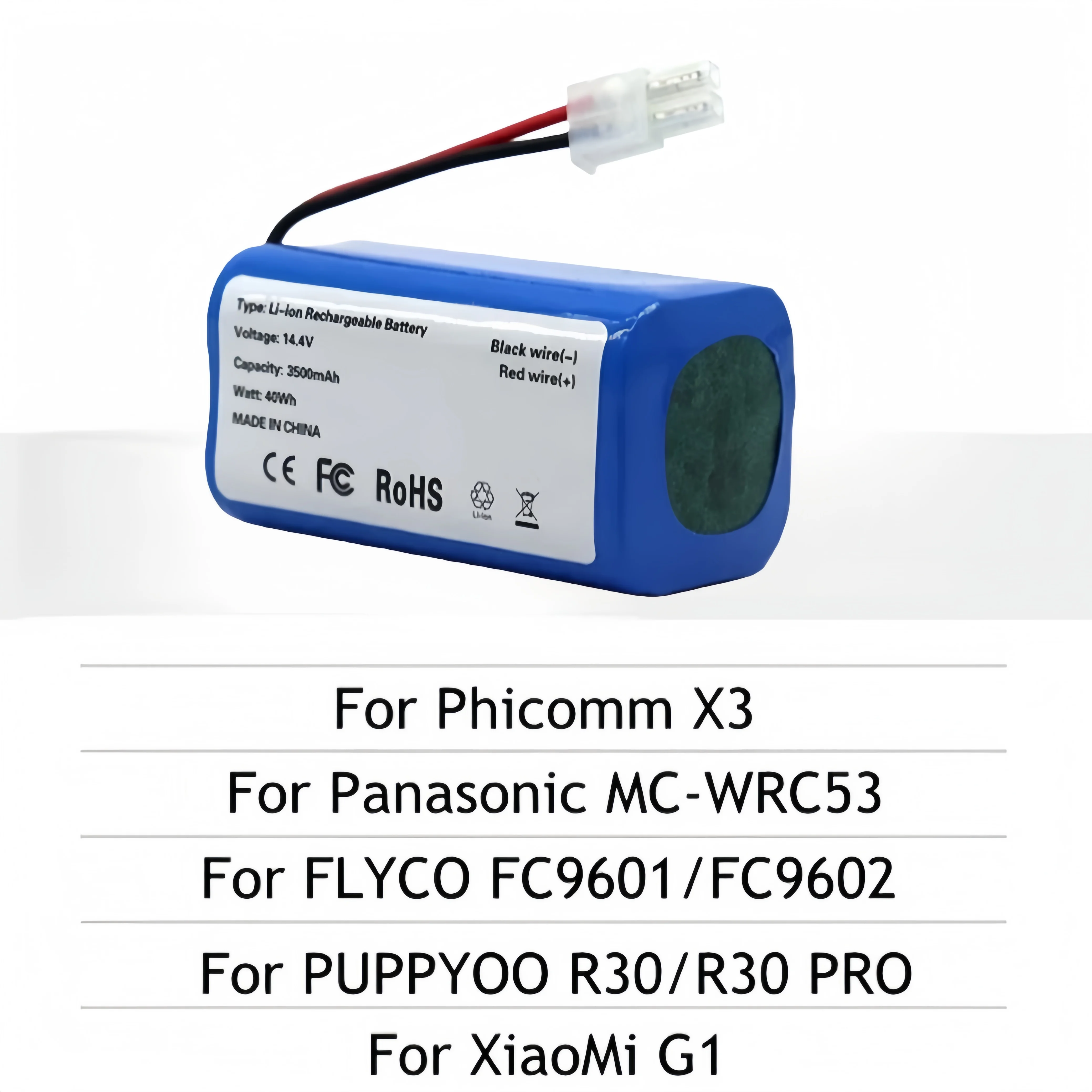 

Replacement Battery 4S1P Compatible for Xiaomi MiJia MJSTG1 Essential G1 Robot Vacuum Mop, 3500mAh SKV4136GL Li-ion Power Pack