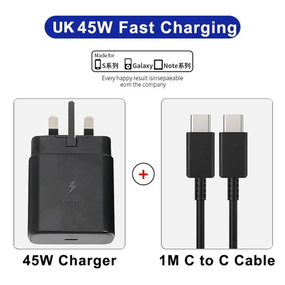 NONE Für Samsung Ladekopf 45 W Superschnellladedatenkabel S8/S9/S10+/S20/S21/S22ultra Flash Charge Typ-C-Verlängerung 3