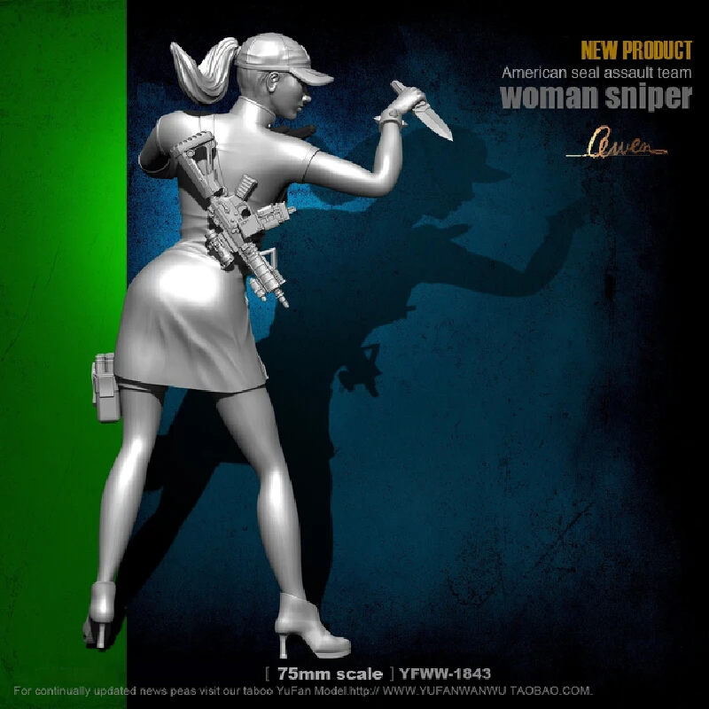 75mm Cheongsam Assassin Knife Resin Model Figure Gk Micro Miniature 3d Printed White Model Toy Unassembled And Unpainted Kit