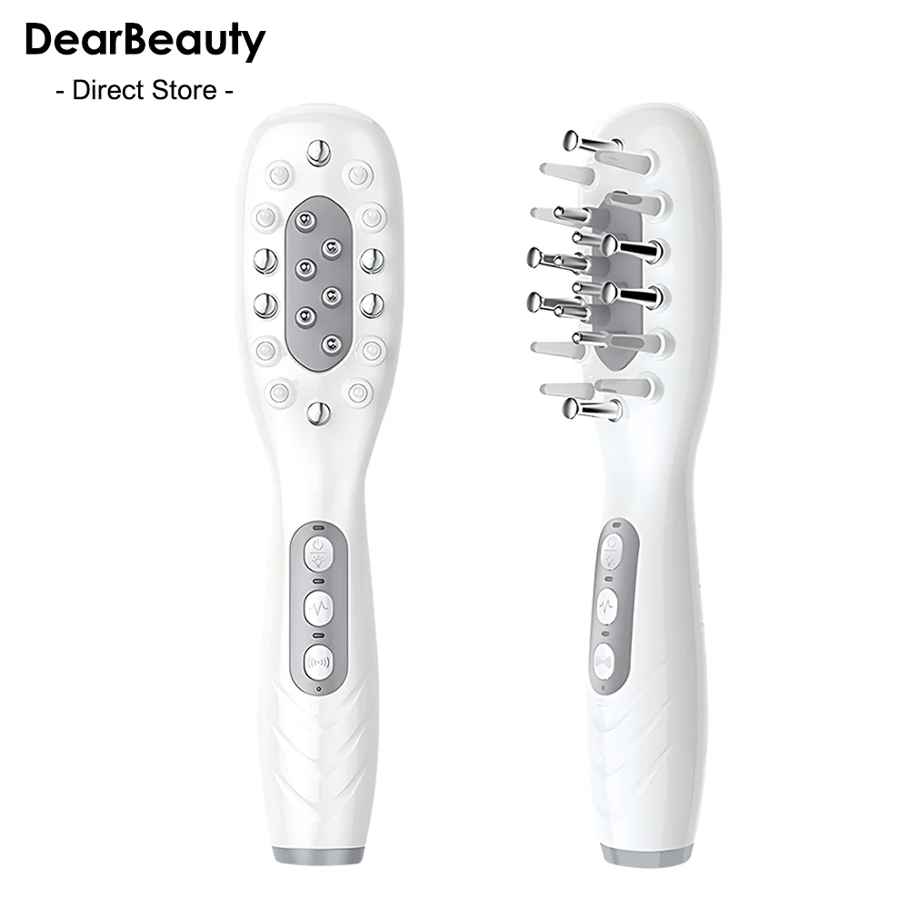 Electric Scalp Massage Comb Red Blue LED Light Therapy EMS Vibration Massage Brush Anti-Hair Loss Medicine Scalp Oil Applicator