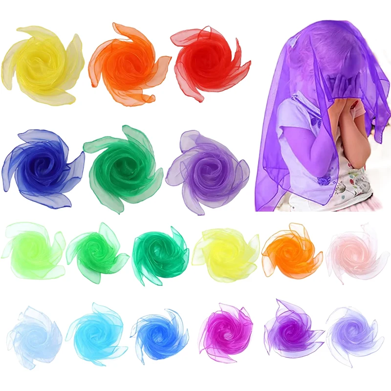 6 sztuk/partia Kolorowe Szaliki Nylonowe Jedwabne Dziecięce Zabawki Sportowe Do Tańca, Występów, Aktywności na Świeżym Powietrzu, Ćwiczeń, Gier Wieloosobowych TMZ