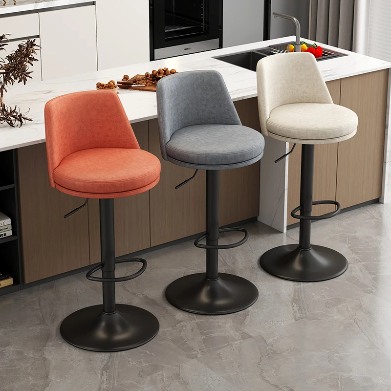 Luxury Adjustable Bar Chair Decorative Spring Upholstered Barstools Bar Chair Swivel Ergonomic Taburetes De Club Furniture