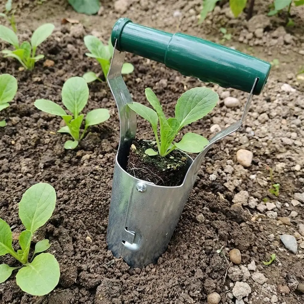Handheld Seedling Transplanting Plastic Handle Cylinder Hole Punch Digger Efficient Horticultural Tool Vegetable Planter
