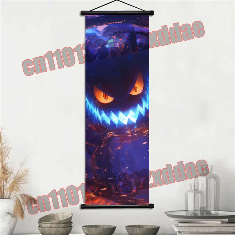애니메이션 포켓몬 포스터, Gengar, Bulbasaur, Pikachu, Eevee, Charizard, 아트 화이트 캔버스 페인팅 벽걸이 벽 아트 데코 선물